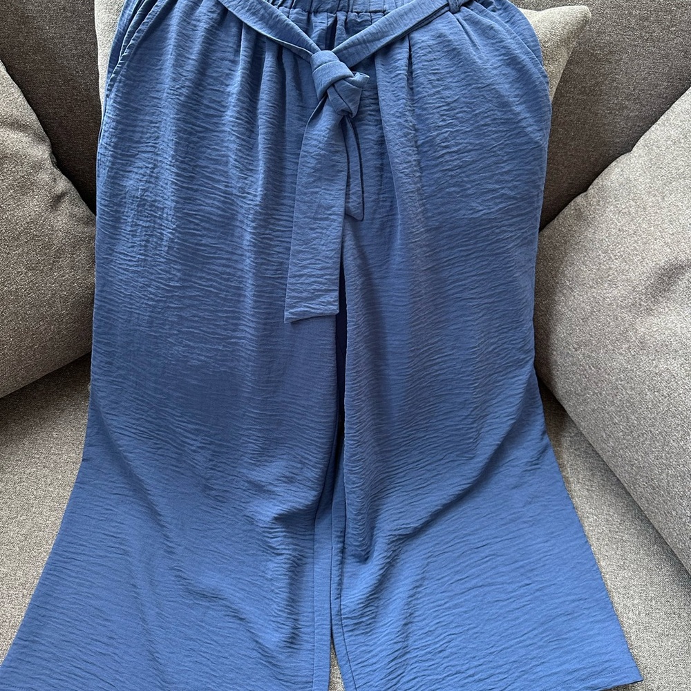 Chic Blue Wide-Leg Women's Pants